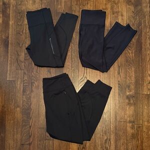 Athleta Rainier Lot 3 Leggings Joggers Medium High Rise Interval Mid Rise Bundle